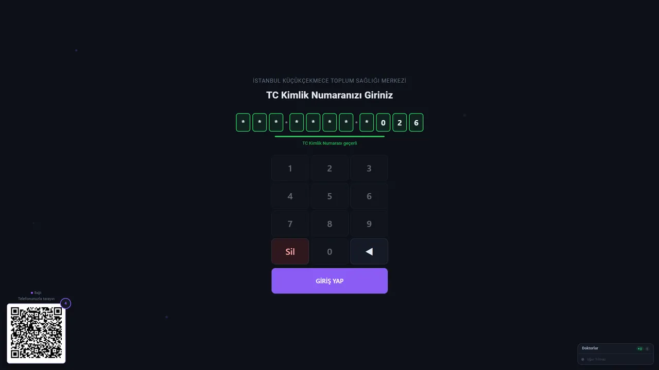 Pantalla de registro rápido con número de identidad